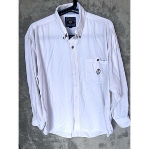 Vintage Chaps Ralph Lauren Button Down Shirt Mens Large Off White Cream Western